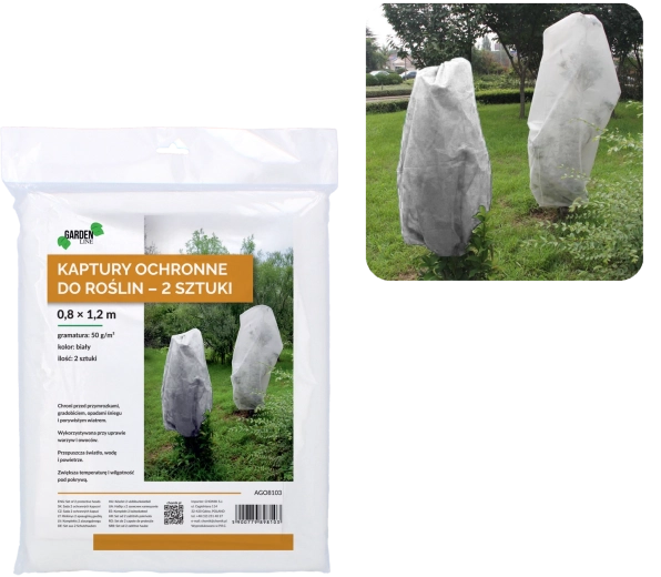 Zaščitne zimske prevleke za rastline 0,8 × 1,2 m, bela 50 g (2 kos)