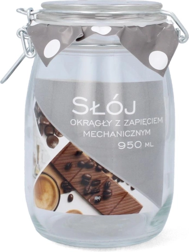 Okrogel steklen kozarec 0,95 l z mehanskim zapiranjem