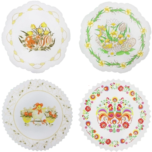 Velikonočni prt z motivom jajčk in zajčkov, 28 cm, zelen