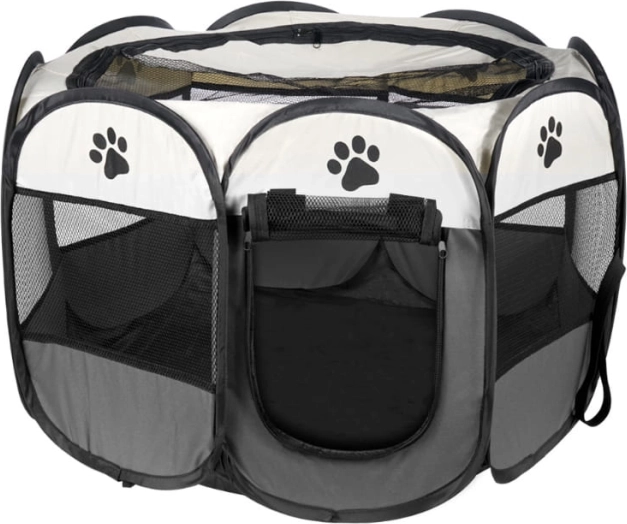 Zložljiva ograda za pse in mačke - siva