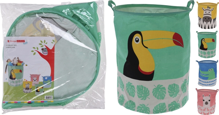 Otroška zložljiva košara za igrače z ročaji 40 × 50 cm, tekstil, mešanica motivov