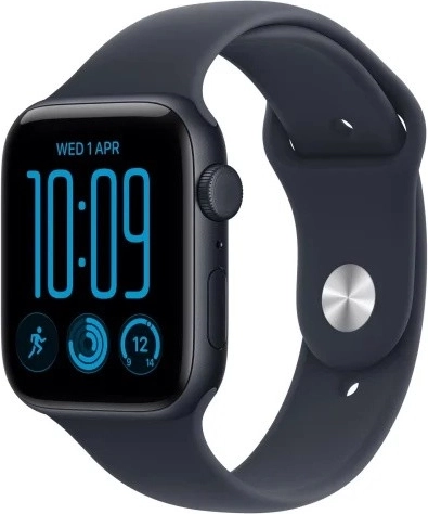 Apple Watch SE 3 GPS + Cellular 44 mm, aluminijasto ohišje v polnočni barvi, temno moder športni pašček M/L