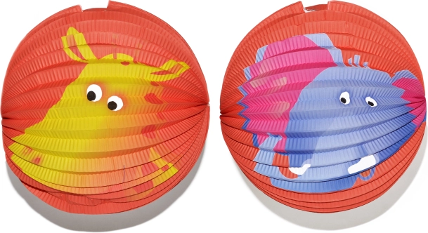 Papirnata lampijonka krogla z živalskim vzorcem 25 cm