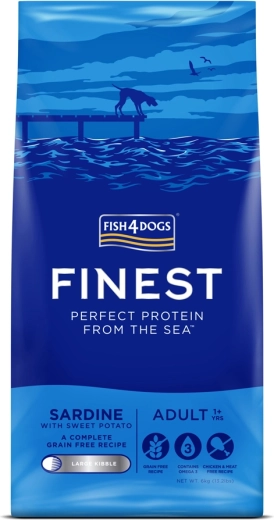 Briketi za velike odrasle pse s sardino FISH4DOGS in sladkim krompirjem 6 kg