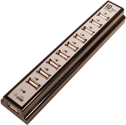 USB 2.0 razdelilnik s 10 priključki in napajalnikom