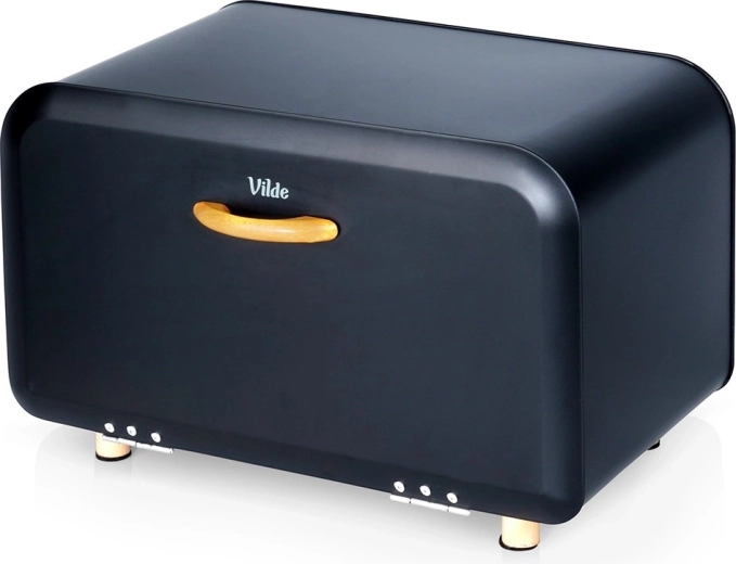 Kovinski črni shranjevalnik za kruh 35,5 × 21 × 23,5 cm Vilde