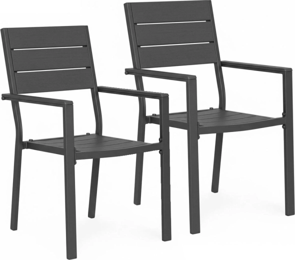 Komplet 2 vrtnih stolov iz HDPE in jekla, sivi – MultiGarden