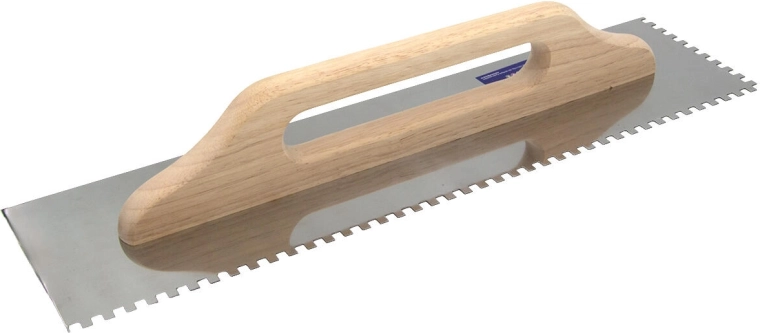 Nerjavno jekleno gladilo z zobmi 6 mm, 500 × 130 mm, lesen ročaj