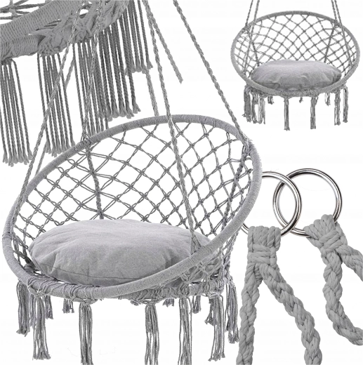 Viseče gnezdo za sedenje s podlogo, sivo