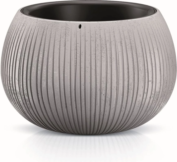 Cementni cvetlični lonec Bowl z vložkom 29 cm – siv