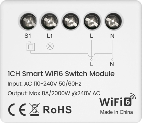 Avatto pametni preklopni modul Wi‑Fi 6 z merjenjem porabe
