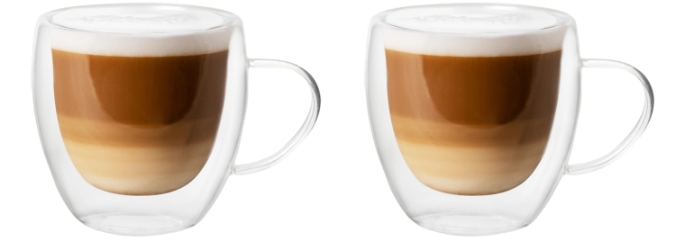 Komplet 2 termičnih kozarcev z dvojno steno in ročajem 250 ml
