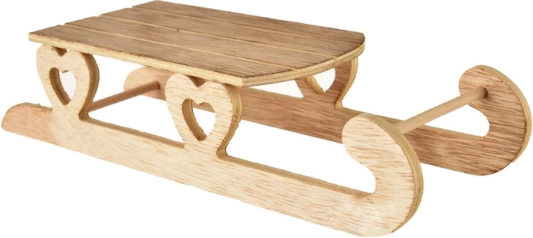 Wooden decorative beige sleigh 25 × 9 × 6 cm