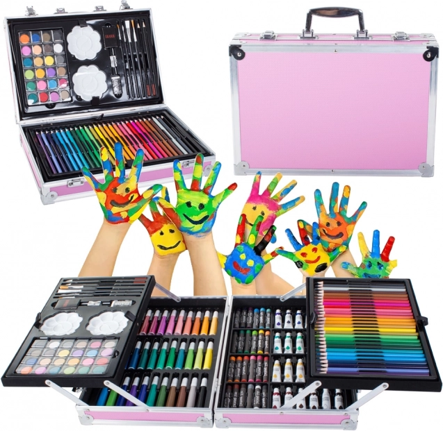 Umetniški komplet v kovčku 145 kos roza