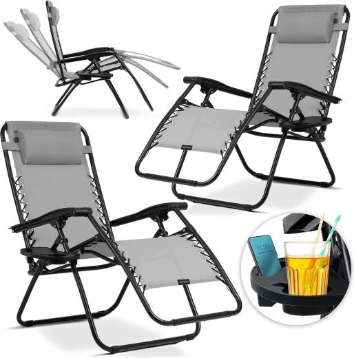 Zložljivi vrtni ležalniki s blazino Sofotel ChillWell, komplet 2 kosov, sivi