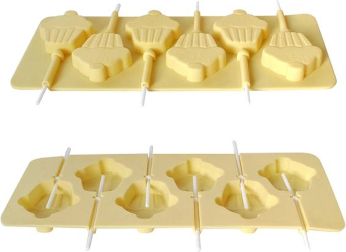 Silikonski model za lizike Muffin s slamkami, kremne barve
