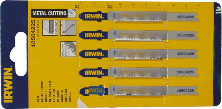 Set žagnih listov za vbodno žago HSS T118B za kovino IRWIN, 92 mm (5 kos)
