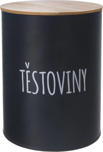 Doza za testenine Black z bambusovim pokrovom
