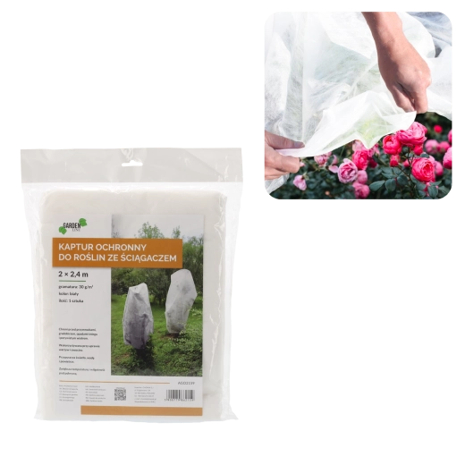 Zaščitni zimski pokrov za rastline 2 × 2,4 m z zatezom, 30 g, bel