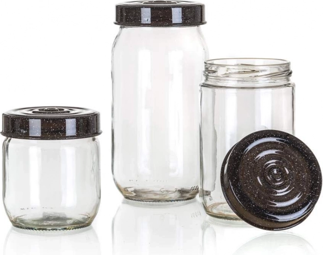 Steklene posode LINZI 3 kos, granit