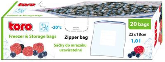 Zatesnjene zamrzovalne vrečke TORO 1 l, 20 kos