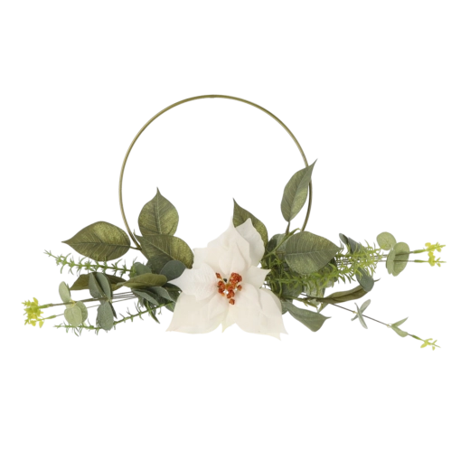 Božična okrogla dekoracija z umetno božično zvezdo 45 cm – bela