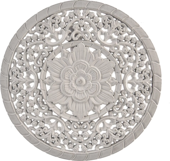 Mandala lesena stenska dekoracija bela 35 cm