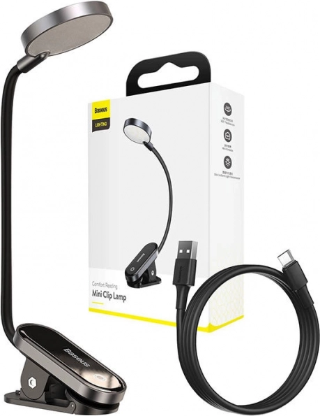 Baseus Comfort Reading mini svetilka s sponko temno siva