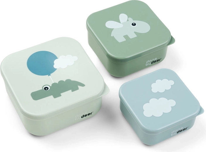 Done by Deer set škatlic za malico Happy clouds zelena 3 kos