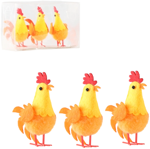 Set oranžnih velikonočnih piščančkov – dekor za notranje prostore (3 kosi)