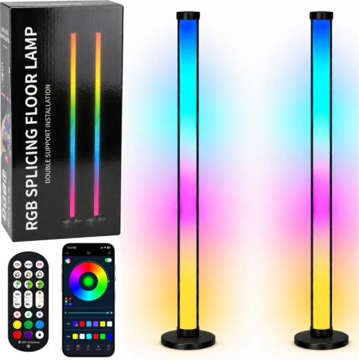 Pametni RGB LED talni svetilki z upravljanjem prek aplikacije in daljinskim upravljalnikom, 125 cm, 2 kosa
