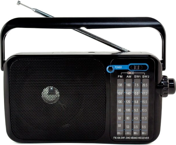 Prenosni radio AM/FM z omrežnim in baterijskim napajanjem ter AUX