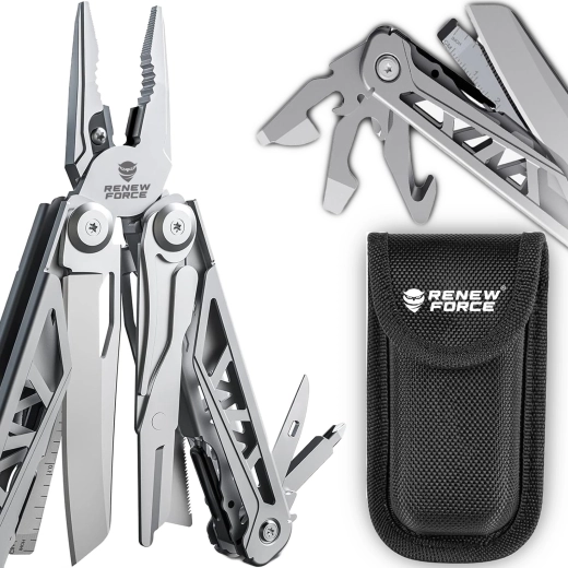 Multitool Renew Force 17 v 1 iz nerjavečega jekla 440A z varovalom Self-Locking in najlonskim etuijem