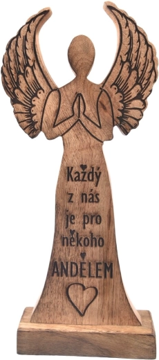 Dekoracija angel iz mangovega lesa »Vsak izmed nas« 32 cm