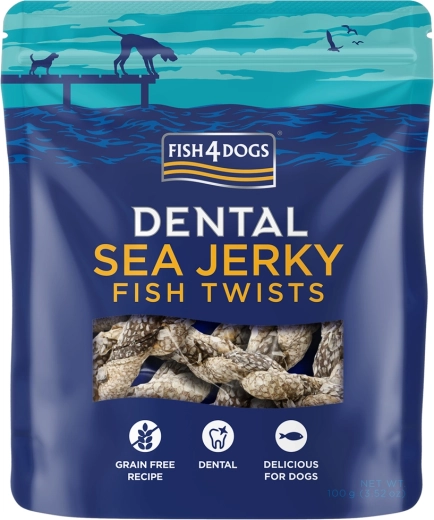 Fish4Dogs zobni priboljški iz morske bele ribe – zvitki 100 g