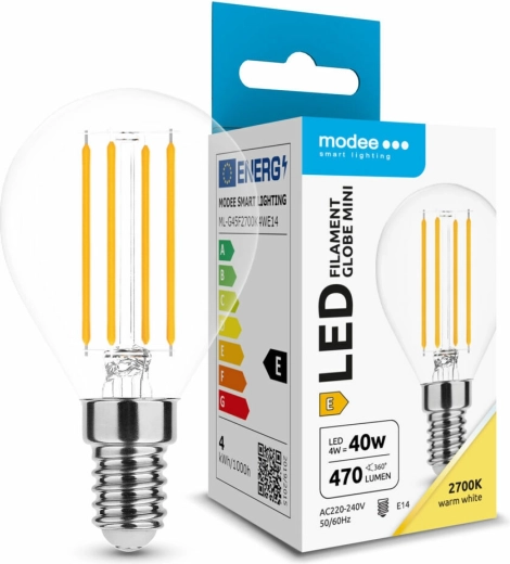 Modee LED žarnica Filament Globe Mini G45 4 W E14, 470 lm, topla bela