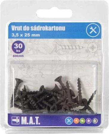 Drywall screw 3.5 × 25 mm with coarse thread, phosphated (30 pcs)