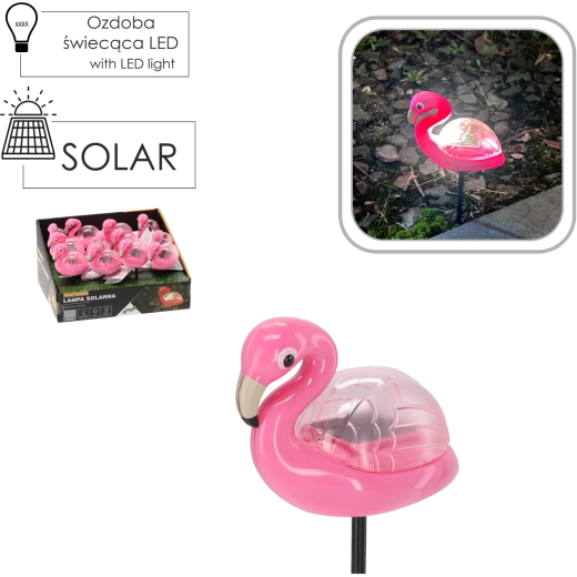 Solarna vrtna svetilka flamingo, toplo bela, 10,5 × 5 × 17,5 cm