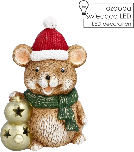 Christmas decorative hamster figurine with baubles and LED lighting