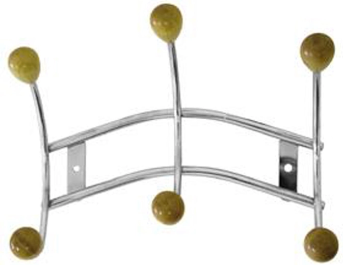 Stenska obešalna letev s 3 kavlji, krom z lesenimi zaključki 16 × 23,5 cm