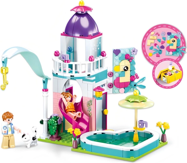 Sluban hiška s toboganom v bazen