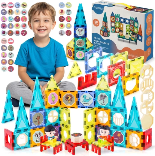 Ricokids magnetna gradbena igrača XXL – stolp in vrtiljak (cca 98 delov)
