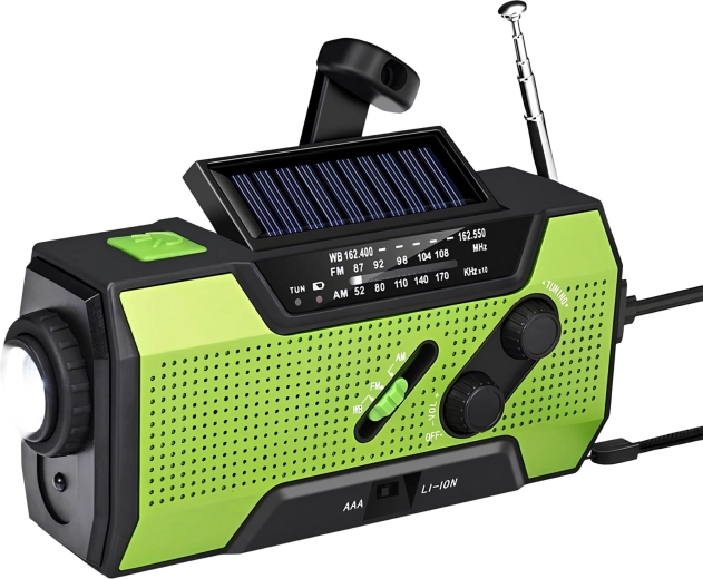 Renew force večnamenski zasilni solarni radio z dinamo ročico in powerbankom 2000 mAh fm/am/wb - 1 kos