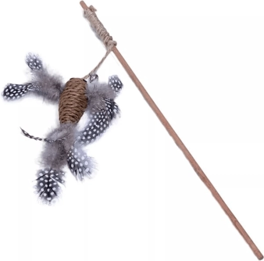 Quapas! naravna palica za mačke z rjavim ptičkom in peresi