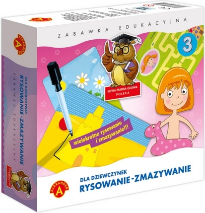 Izobraževalna igra Alexander - Modra sova - Za deklice - Pisanje brišem 3