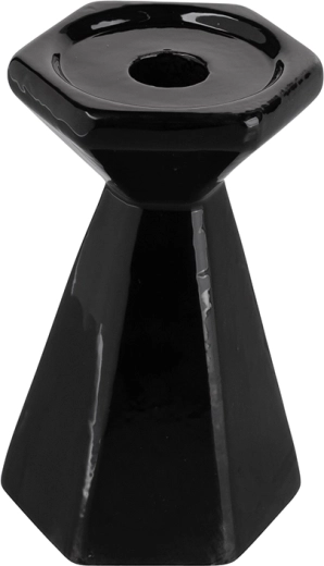 Črn stožčast svečnik 13 cm