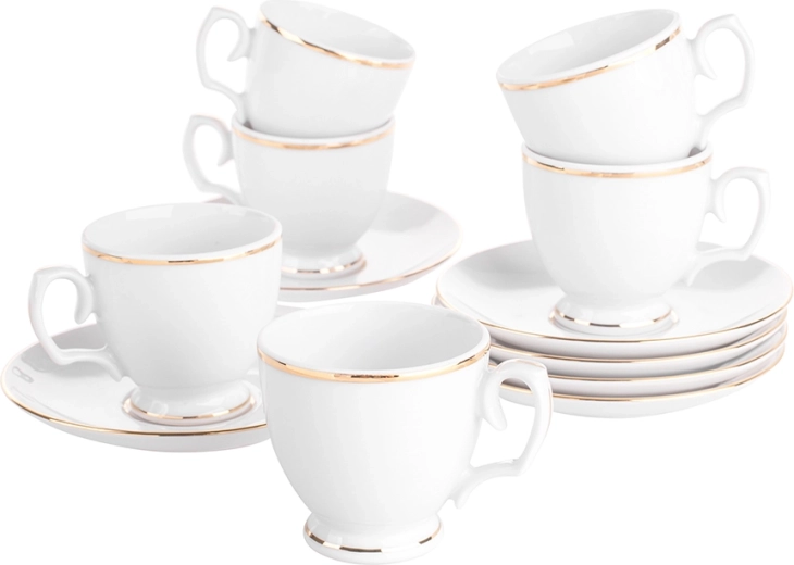 Mariapaula Klasyka Zlata linija – komplet espresso skodelic s podstavki 100 ml (12 kos)