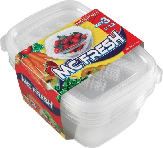 Plastična posoda z vijakom HEIDRUN McFresh 1,2 l, komplet 3 kos