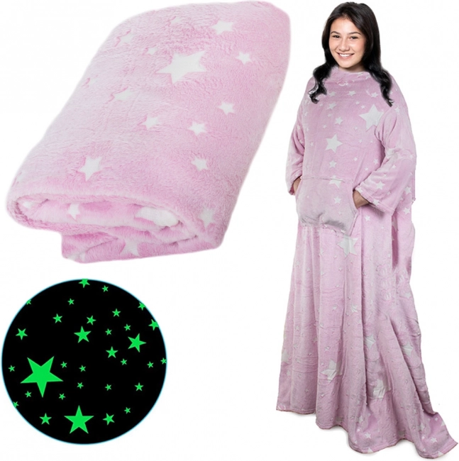 Flis odeja z rokavi 140 × 200 – Neonska