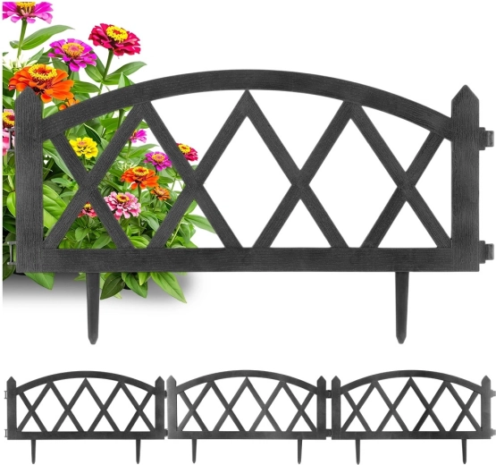 Siv vrtni obrobni plot 57 × 25 cm, set 4 kosov